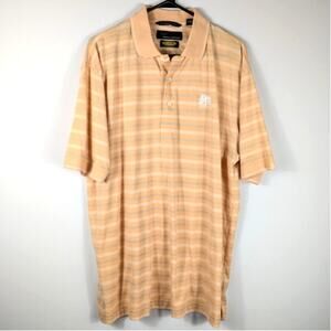 Greg Norman PlayDry Golf Polo Shirt Mens XL Striped Short Sleeve Beige Classic